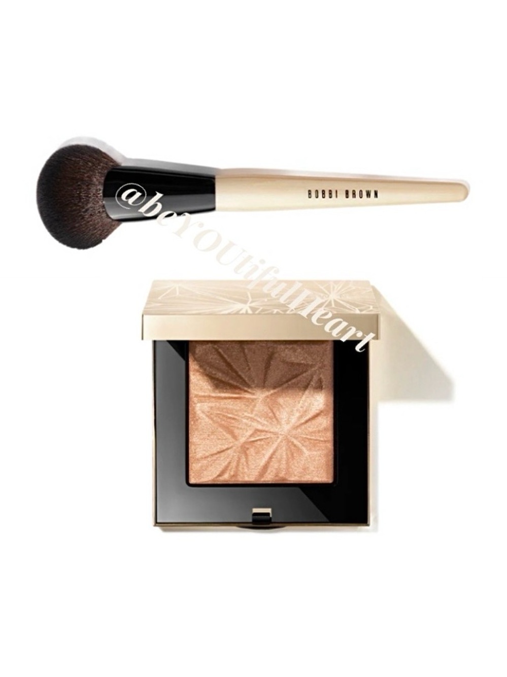Bobbi Brown Highlight Nights Cheek Set  Full Size Illuminating Powder and Brush